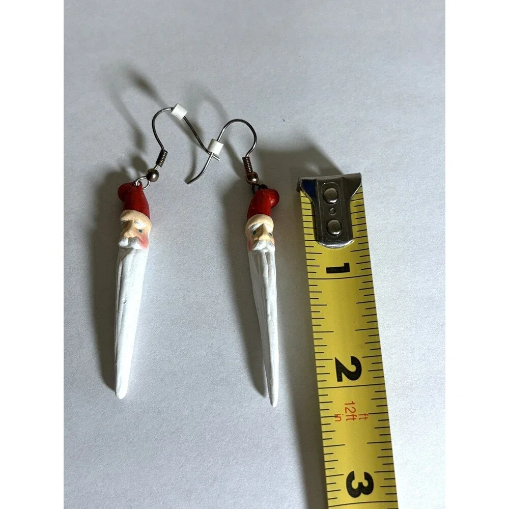Santa Claus Pencil Shaped Earrings Resin 3